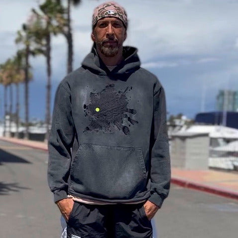 Overdose Embroidery Splatter Logo HOODIE : Black Smoke