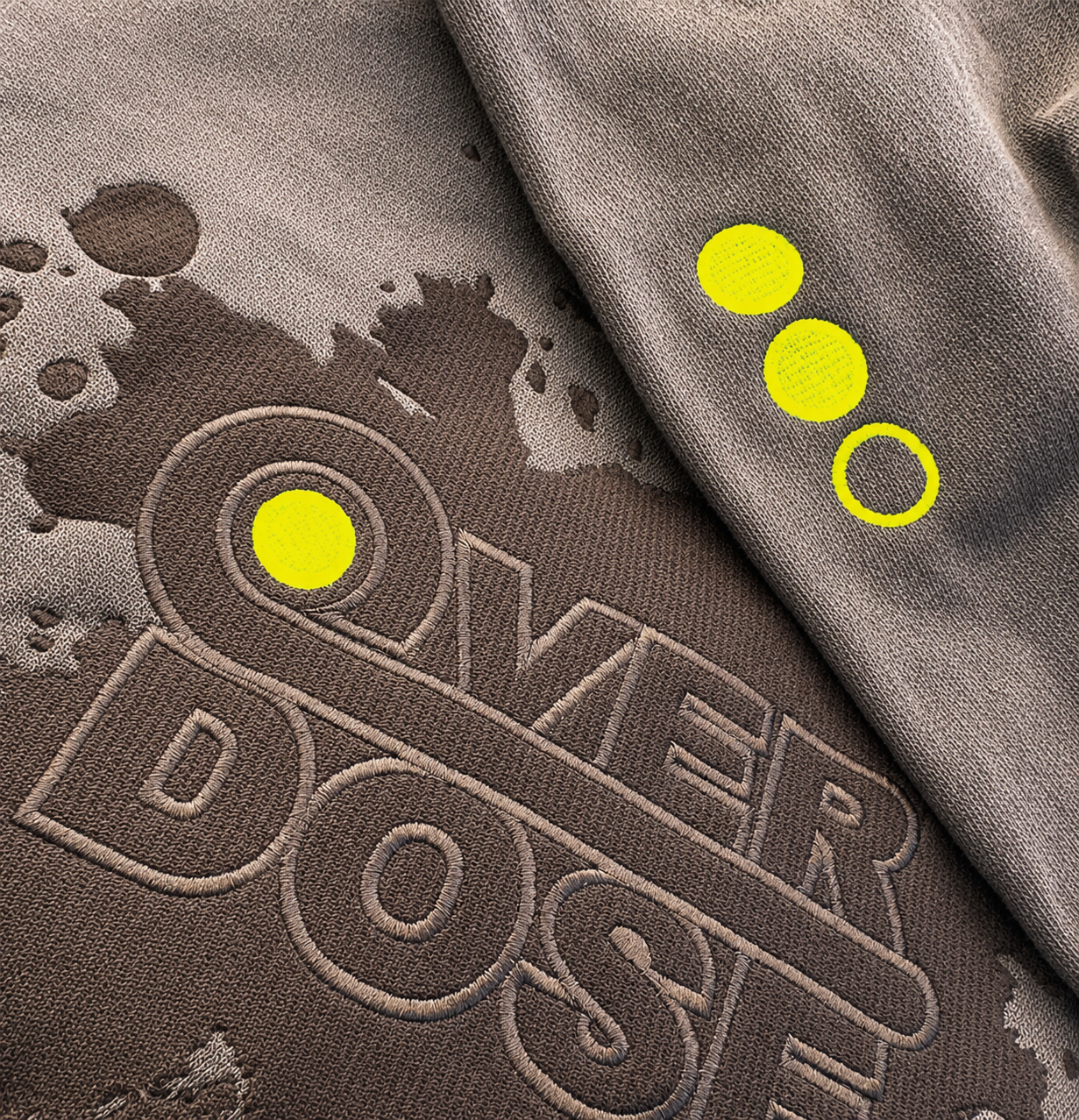 Overdose Embroidery Splatter Logo HOODIE : Black Smoke