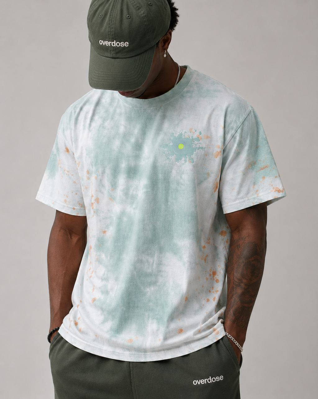 Overdose Embroidery Logo TEE : Multi Colored Tie Dye