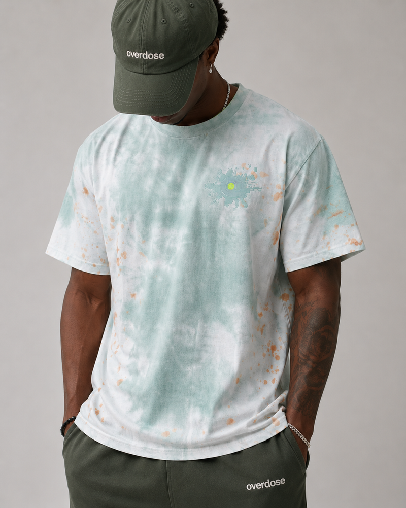 Overdose Embroidery Logo TEE : Multi Colored Tie Dye