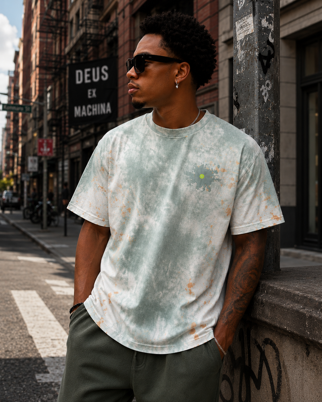 Overdose Embroidery Logo TEE : Multi Colored Tie Dye